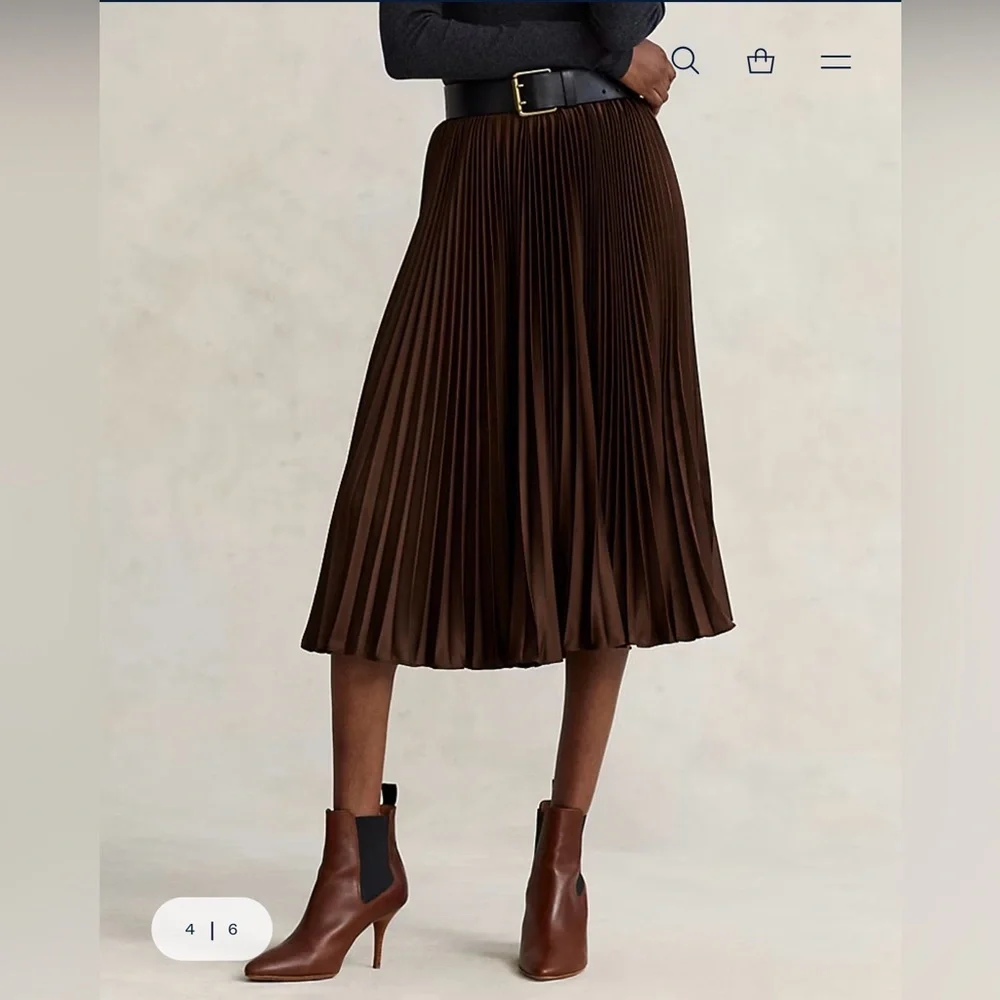 NWT Ralph Lauren Pleated Midi Skirt - Picture 3 of 11
